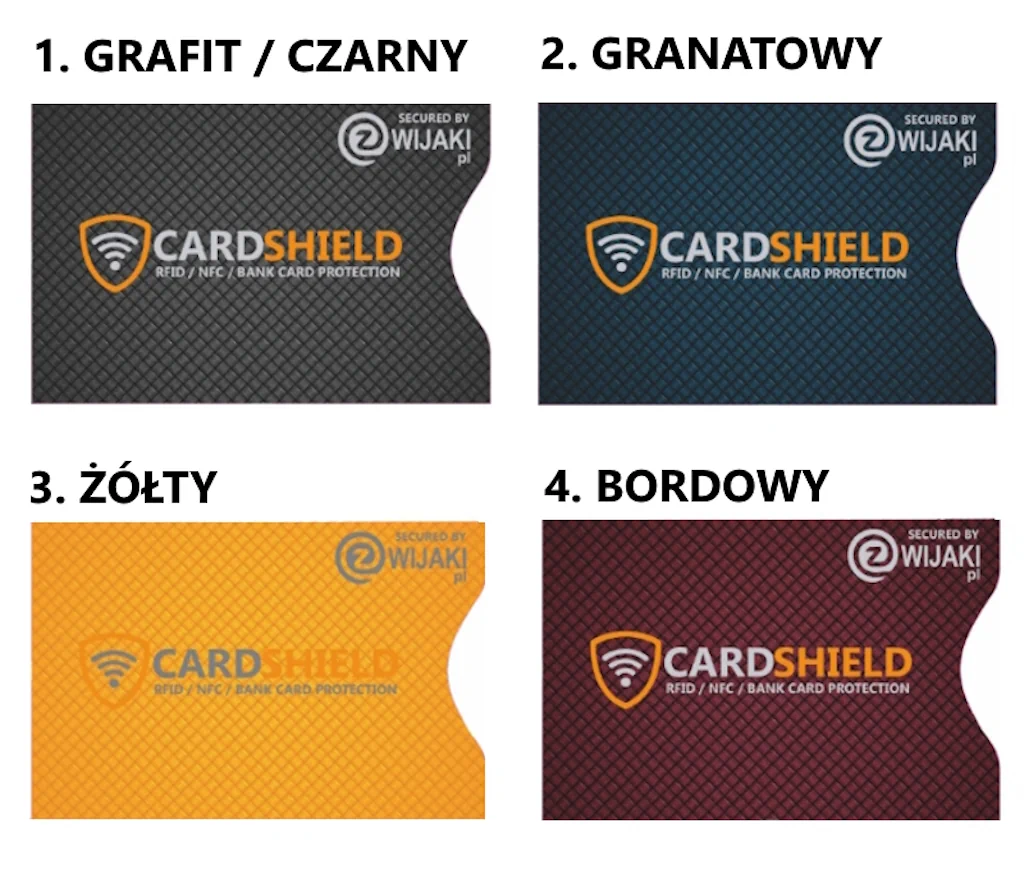 Etui CardShield z tektury – opis kolorów
